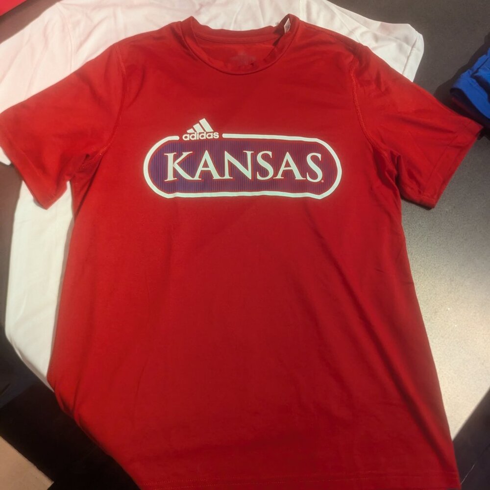 NEW KU Adidas Aeroready Creator Tee Athletic Top Red